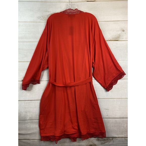 INC International Concepts Women's Plus Size 3X Robe Red Lace Trim Belted NWT - Picture 9 of 9